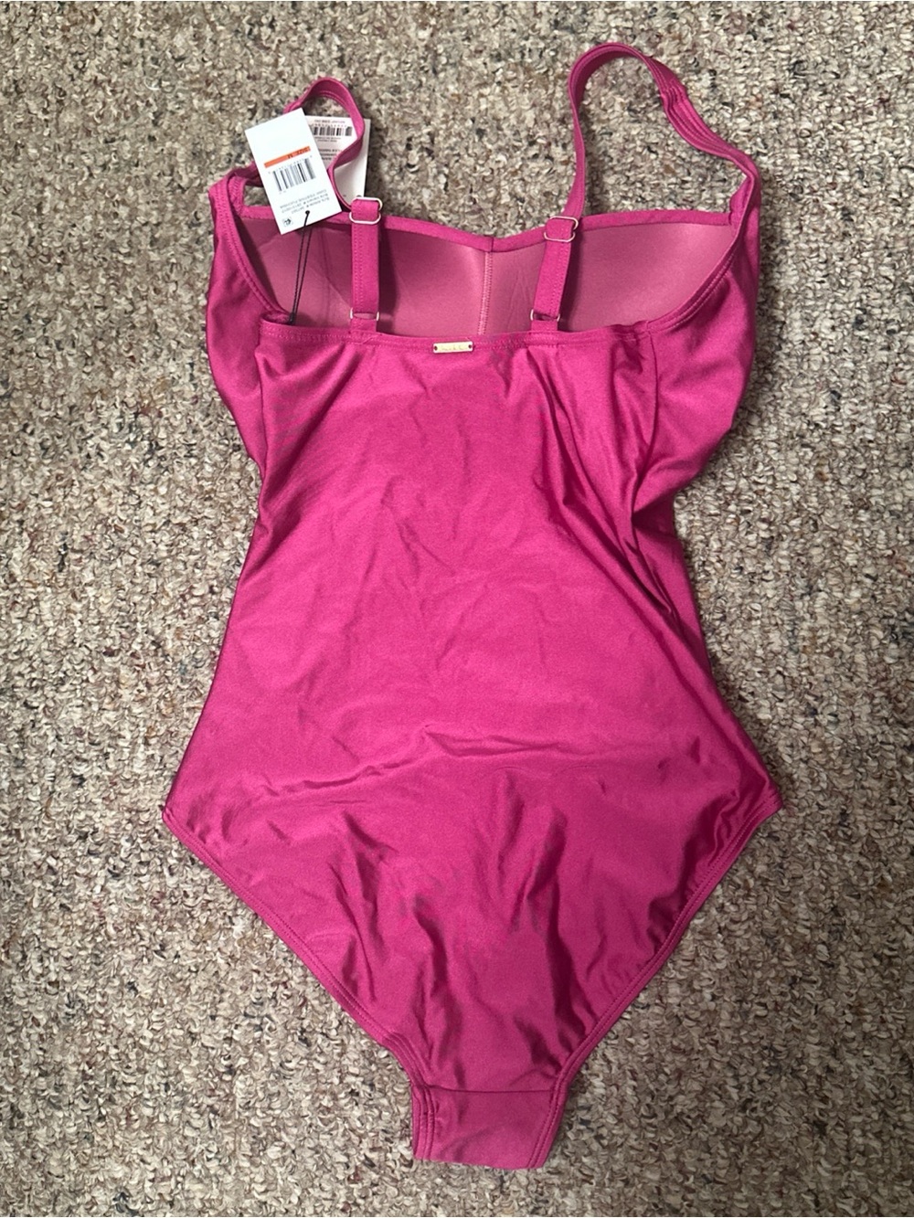 Nicole Miller Hot Pink Ruched One-Piece Swimsuit - Picture 2 of 2